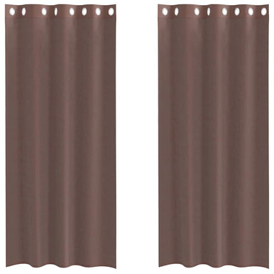 Gordijnen voile met doorvoertules 2 st 140x225 cm bruin