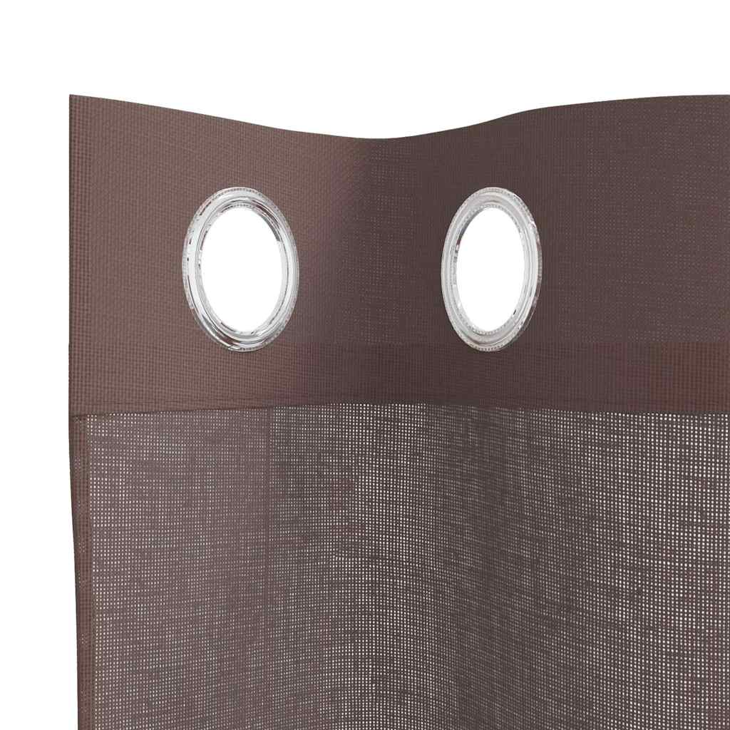 Gordijnen voile met doorvoertules 2 st 140x225 cm bruin