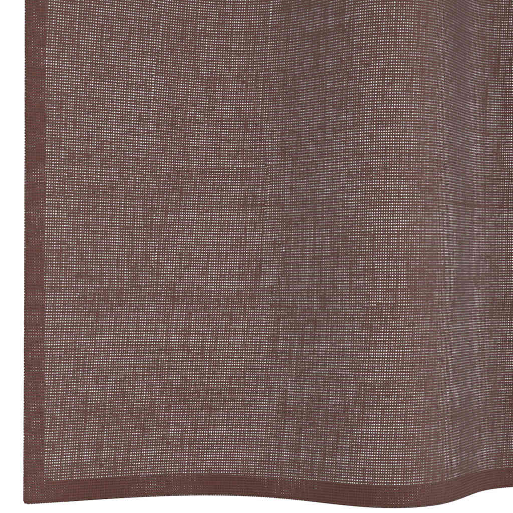 Gordijnen voile met doorvoertules 2 st 140x225 cm bruin