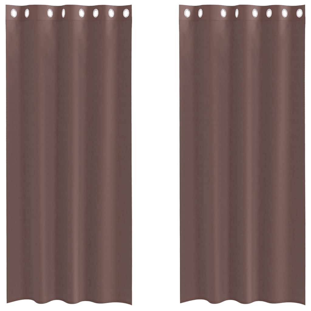 Gordijnen Voile met doorvoertules 2 st 140x245 cm bruin