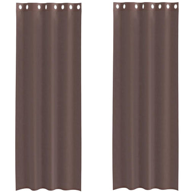 Gordijnen voile met doorvoertules 2 st 140x260 cm bruin