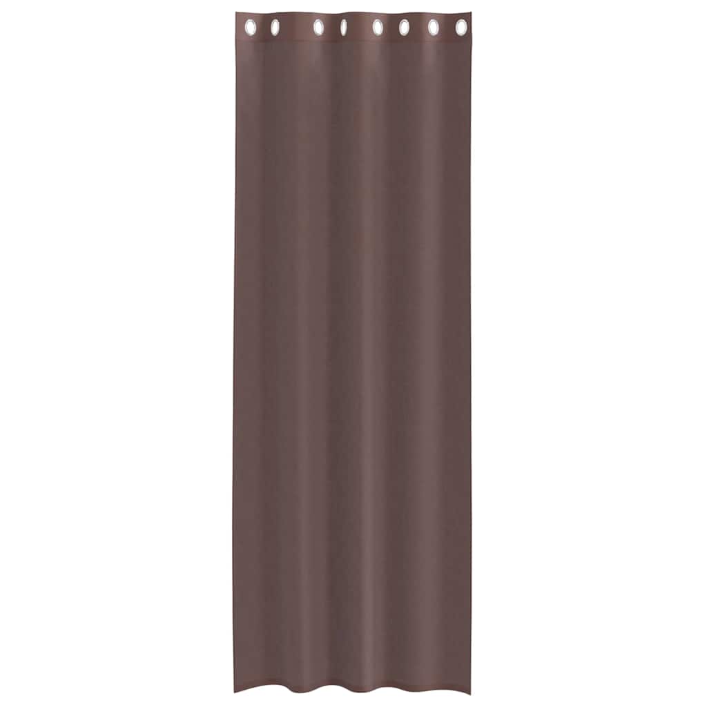 Gordijnen voile met doorvoertules 2 st 140x260 cm bruin