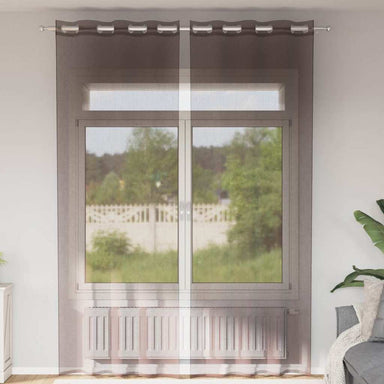 Gordijnen voile met doorvoertules 2 st 140x260 cm bruin