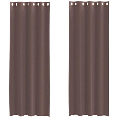 Gordijnen voile met doorvoertules 2 st 140x300 cm bruin