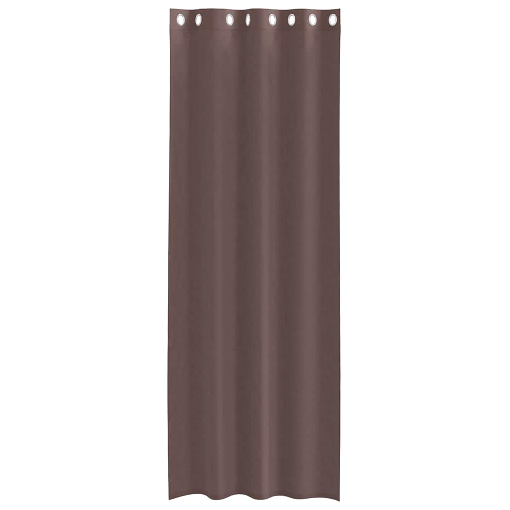 Gordijnen voile met doorvoertules 2 st 140x300 cm bruin
