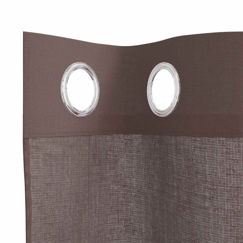 Gordijnen voile met doorvoertules 2 st 140x300 cm bruin