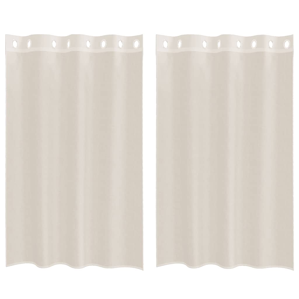 Gordijnen voile met doorvoertules 2 st 140x175 cm crèmekleurig