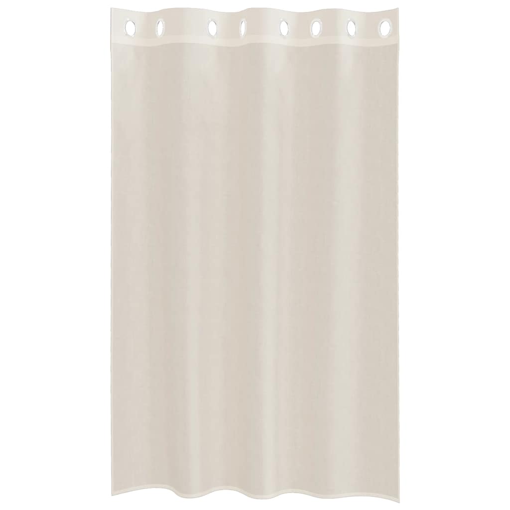 Gordijnen voile met doorvoertules 2 st 140x175 cm crèmekleurig