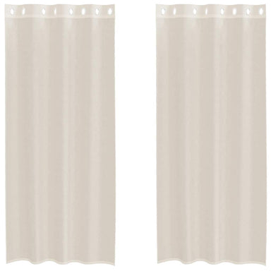 Gordijnen voile met doorvoertules 2 st 140x225 cm crèmekleurig