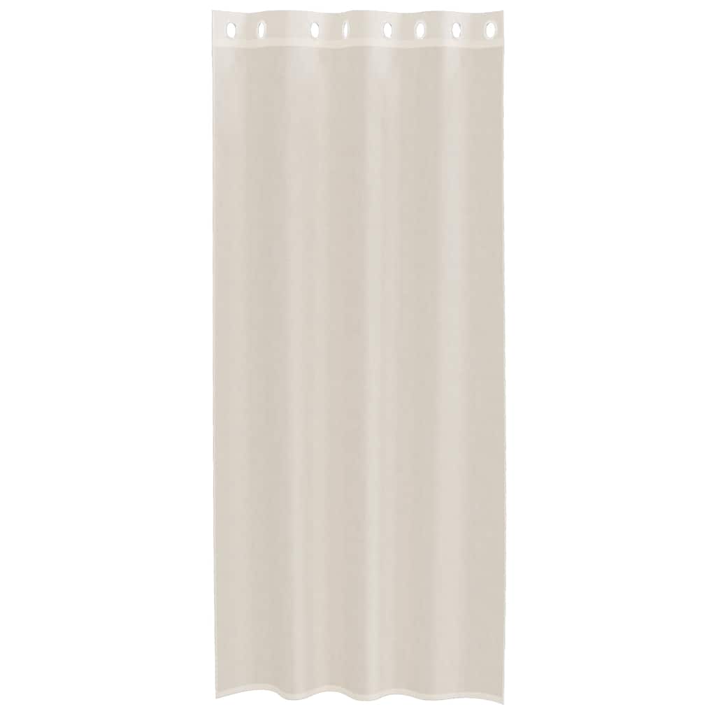 Gordijnen voile met doorvoertules 2 st 140x225 cm crèmekleurig