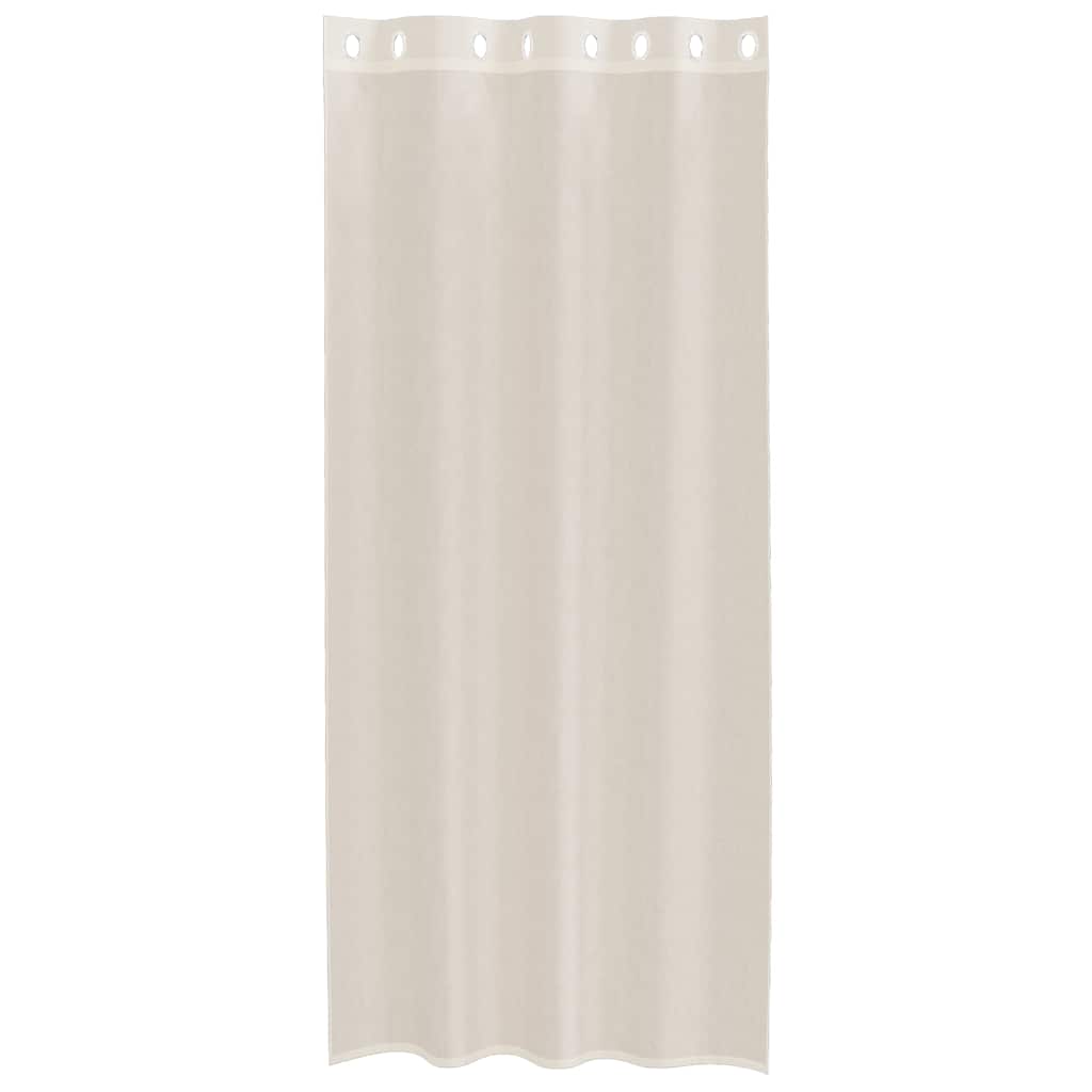 Gordijnen voile met doorvoertules 2 st 140x245 cm crèmekleurig