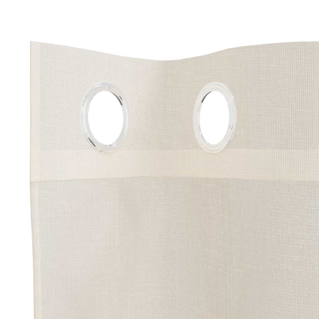 Gordijnen voile met doorvoertules 2 st 140x245 cm crèmekleurig