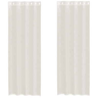 Gordijnen voile met doorvoertules 2 st 140x260 cm crèmekleurig
