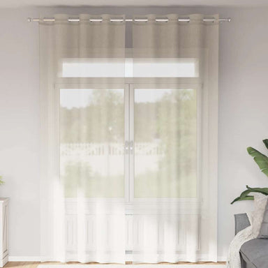 Gordijnen voile met doorvoertules 2 st 140x260 cm crèmekleurig