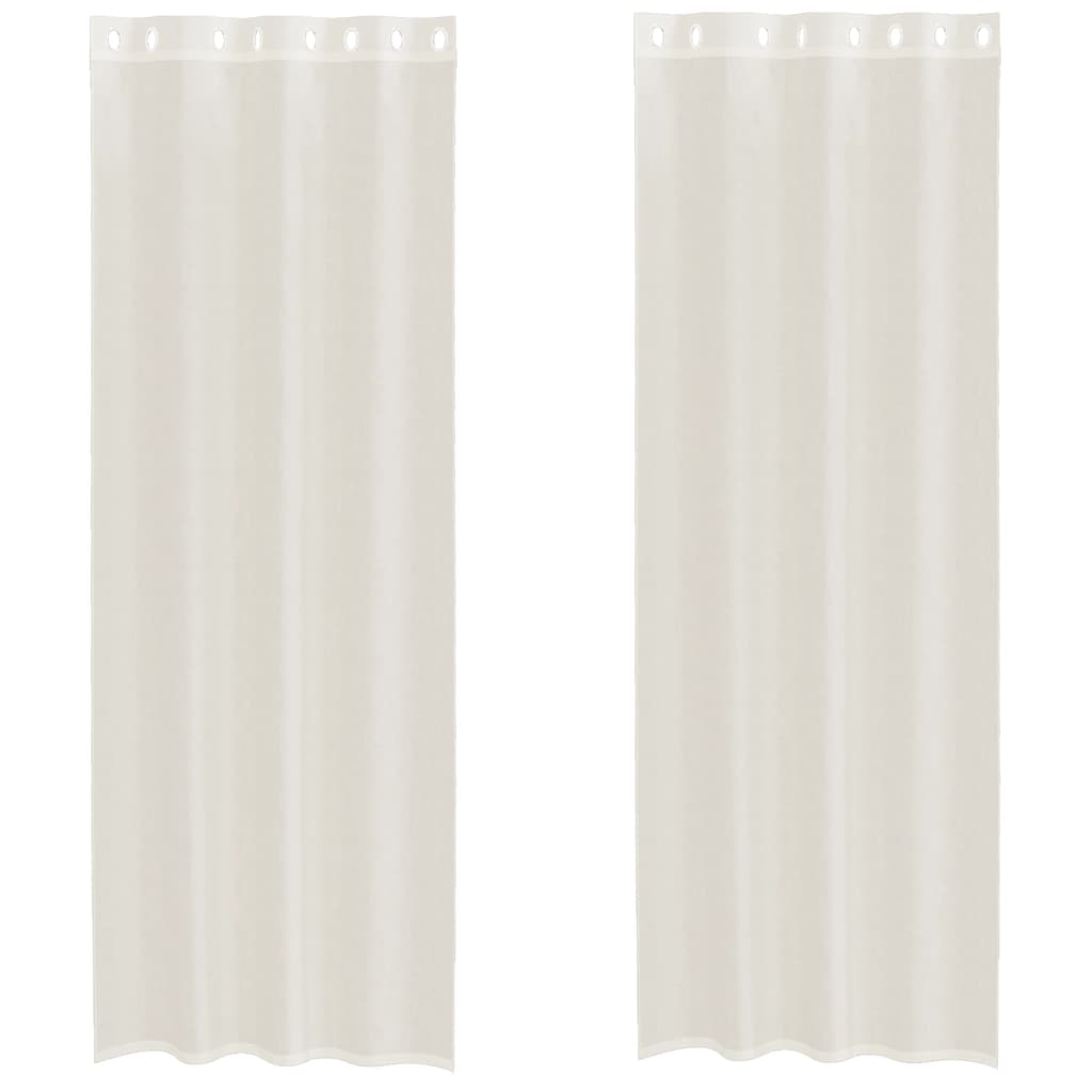 Gordijnen Voile met doorvoertules 2 st 140x300 cm crème