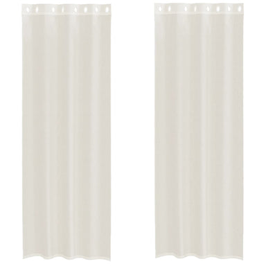 Gordijnen Voile met doorvoertules 2 st 140x300 cm crème