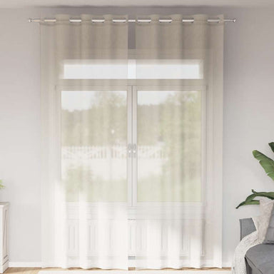 Gordijnen Voile met doorvoertules 2 st 140x300 cm crème