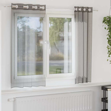 Gordijnen voile met doorvoertules 2 st 140x140 cm donkergrijs