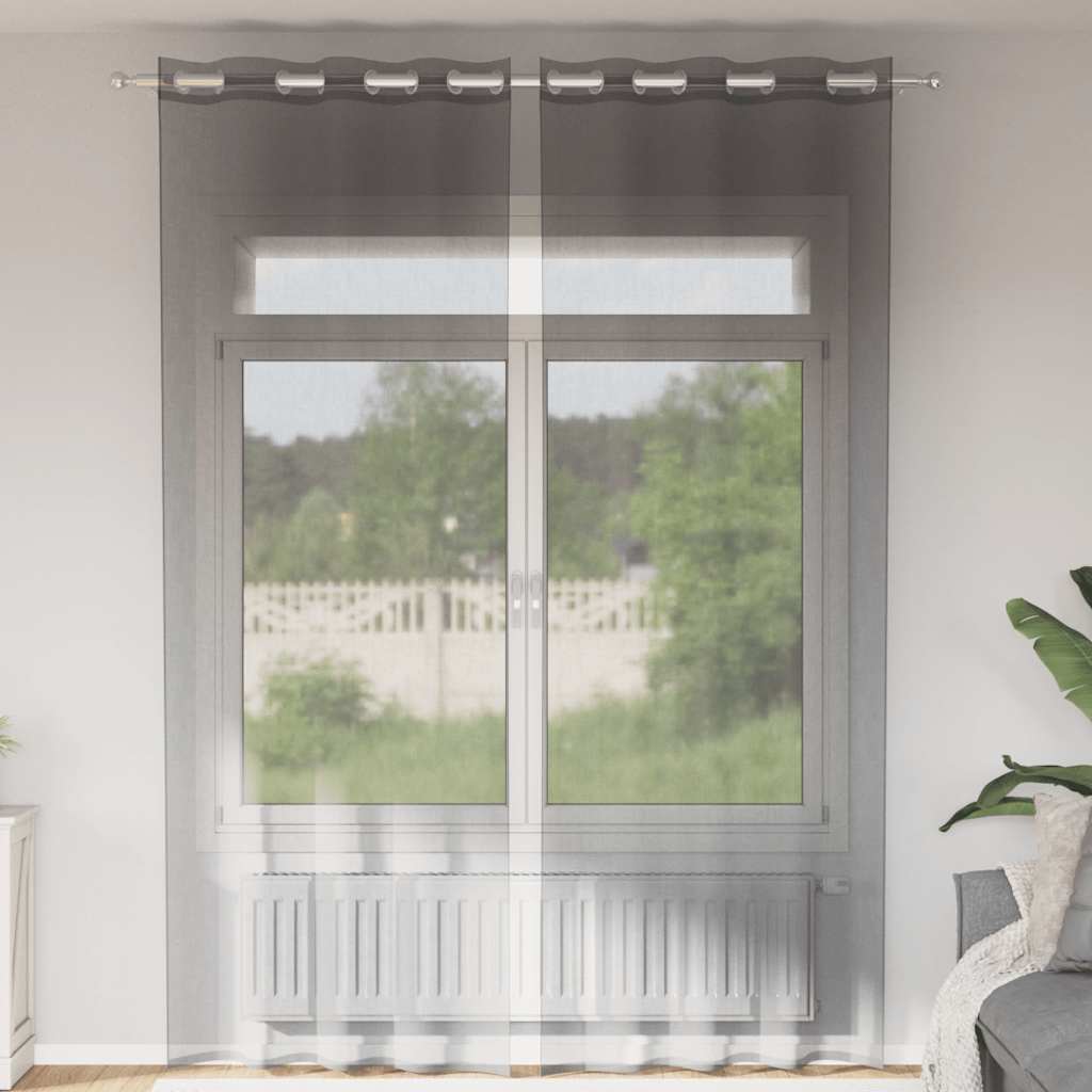 Gordijnen voile met doorvoertules 2 st 140x300 cm donkergrijs