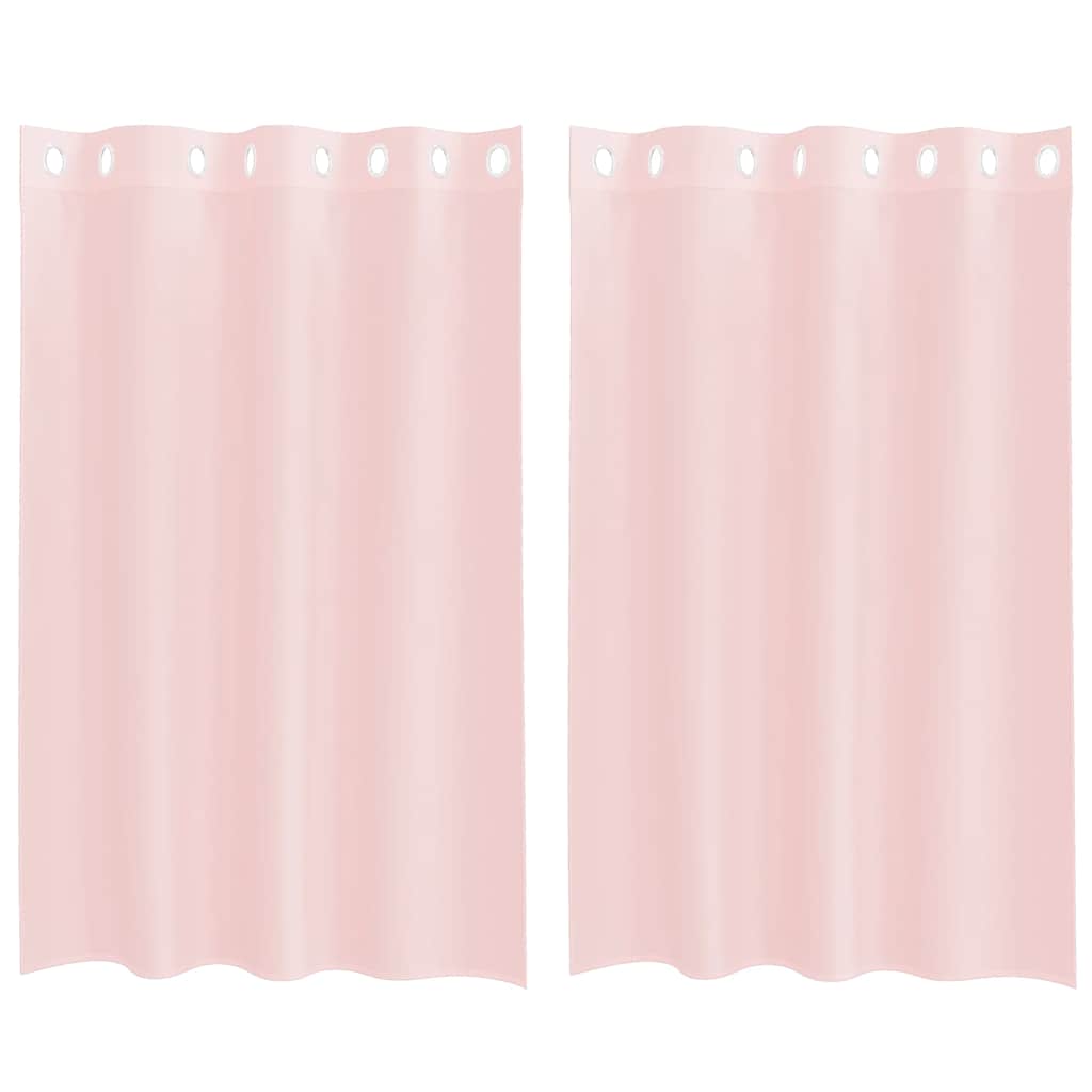 Gordijnen voile met doorvoertules 2 st 140x175 cm lichtroze