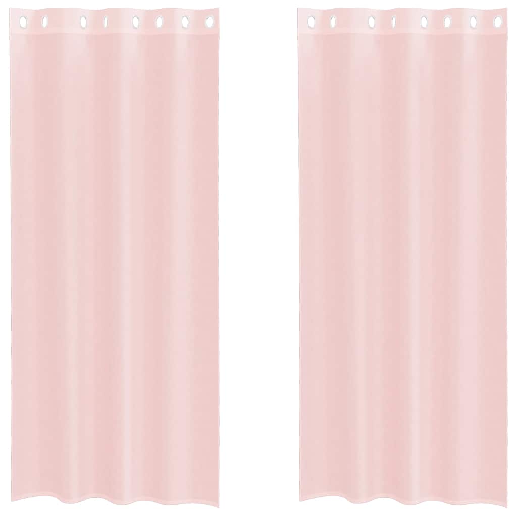 Gordijnen voile met doorvoertules 2 st 140x245 cm lichtroze