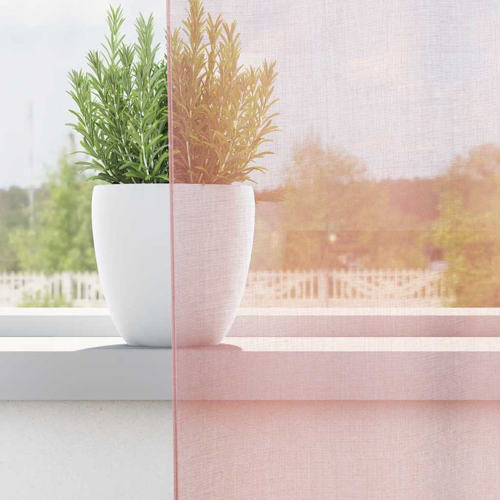 Gordijnen voile met doorvoertules 2 st 140x245 cm lichtroze