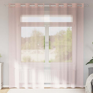 Gordijnen voile met doorvoertules 2 st 140x245 cm lichtroze