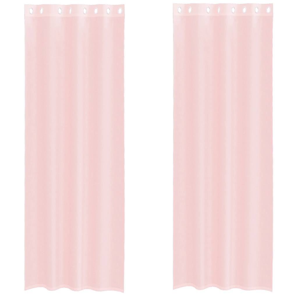 Gordijnen voile met doorvoertules 2 st 140x260 cm lichtroze