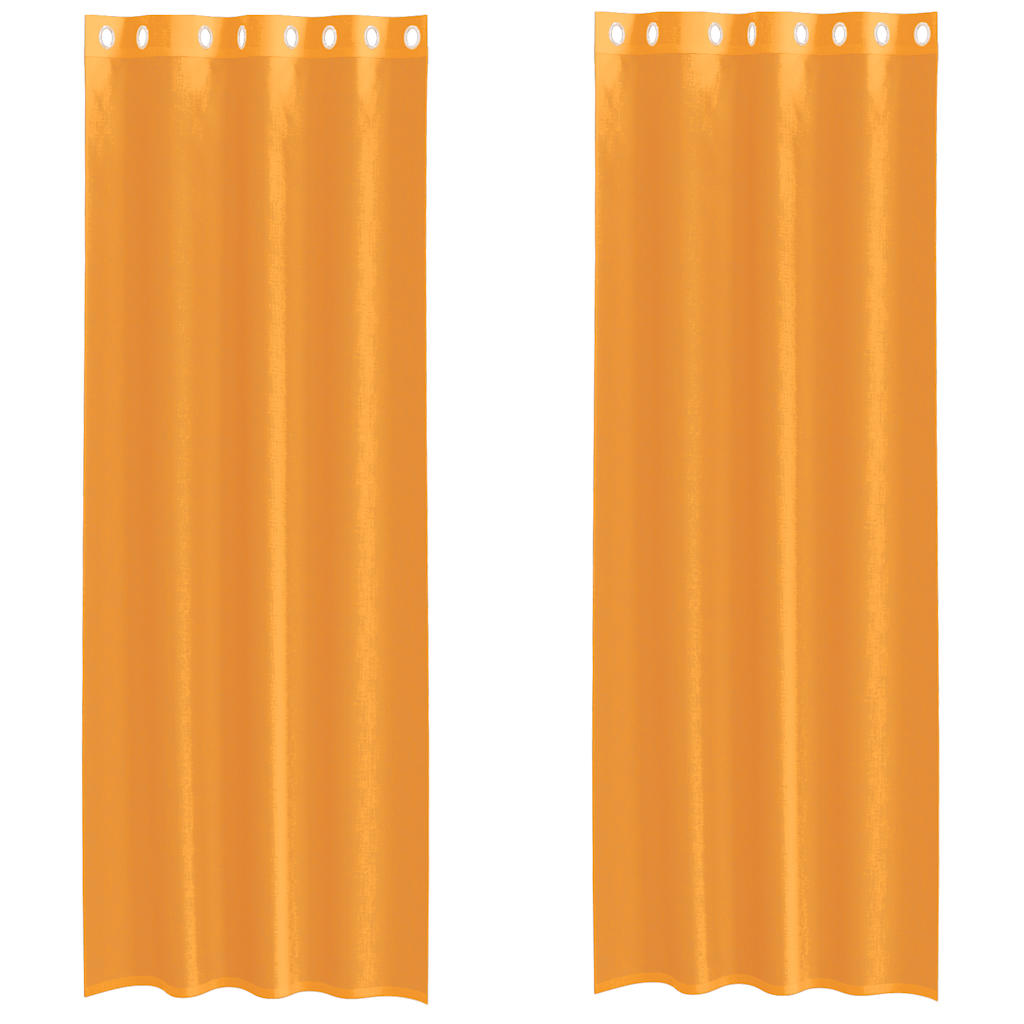Gordijnen voile met doorvoertules 2 st 140x300 cm oranje