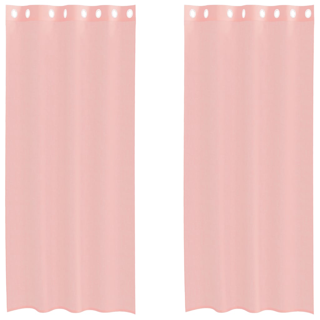 Gordijnen voile met doorvoertules 2 st 140x245 cm roze