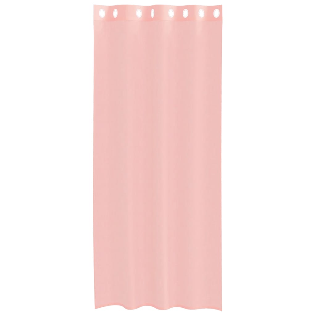 Gordijnen voile met doorvoertules 2 st 140x245 cm roze
