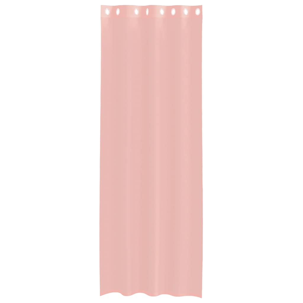 Gordijnen Voile met doorvoertules 2 st 140x260 cm roze