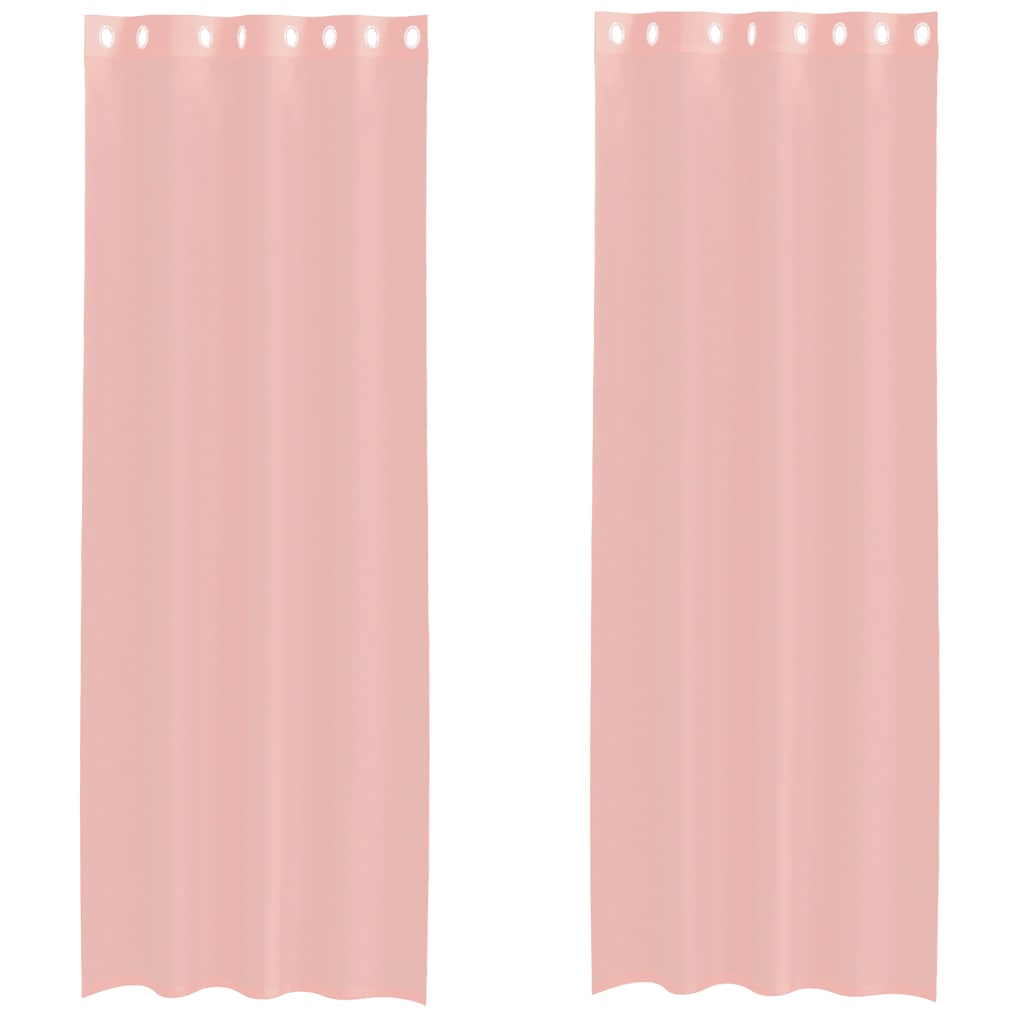 Gordijnen voile met doorvoertules 2 st 140x300 cm roze