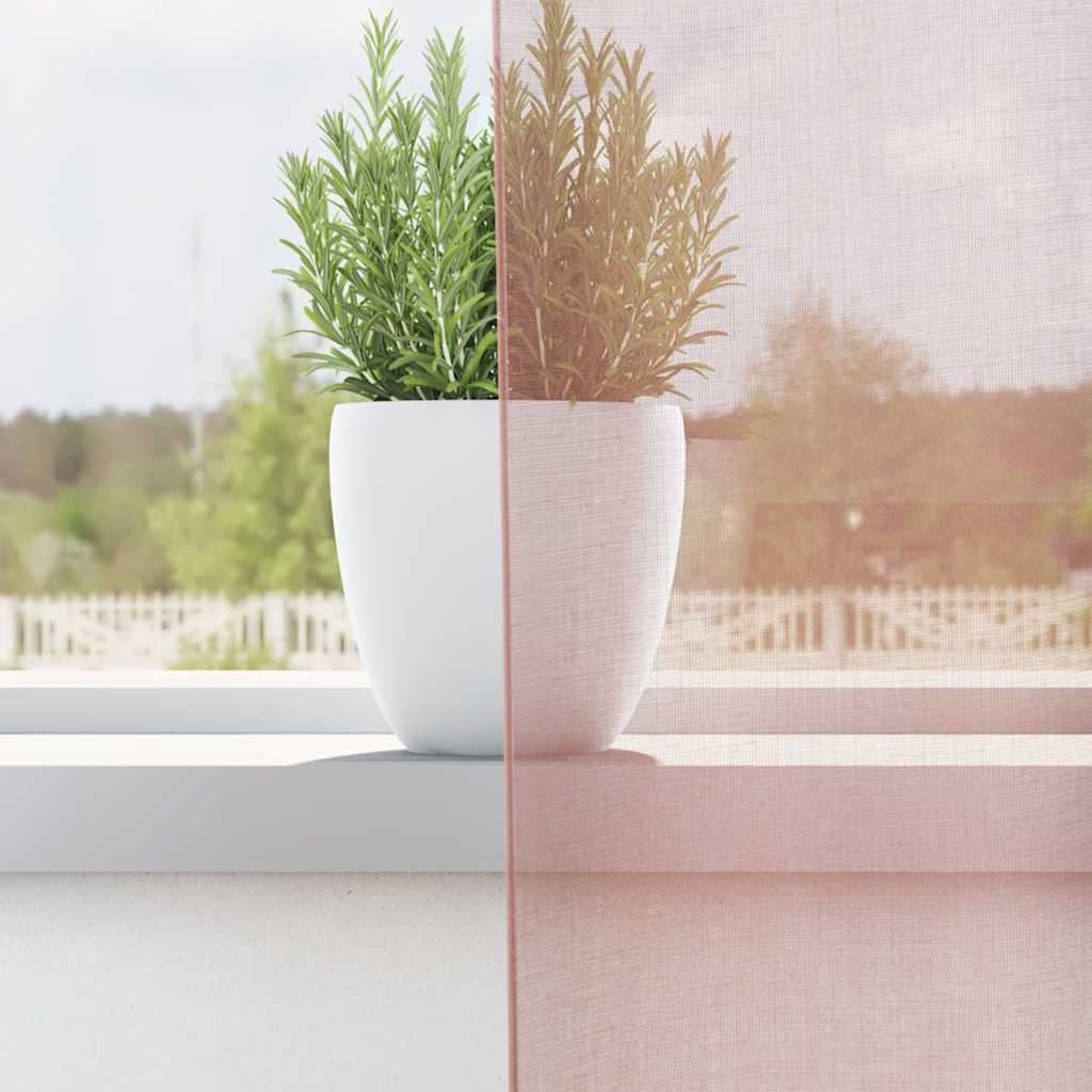 Gordijnen voile met doorvoertules 2 st 140x300 cm roze
