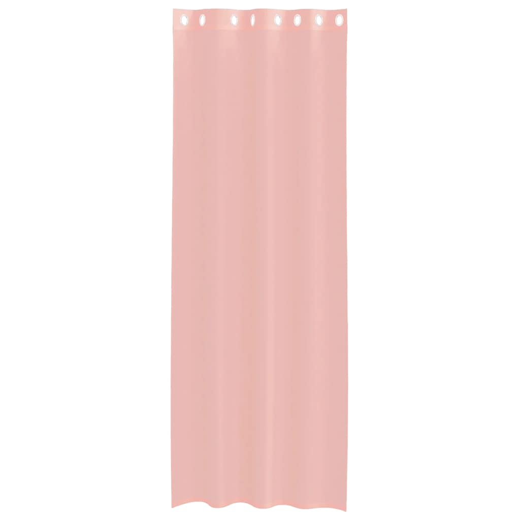 Gordijnen voile met doorvoertules 2 st 140x300 cm roze