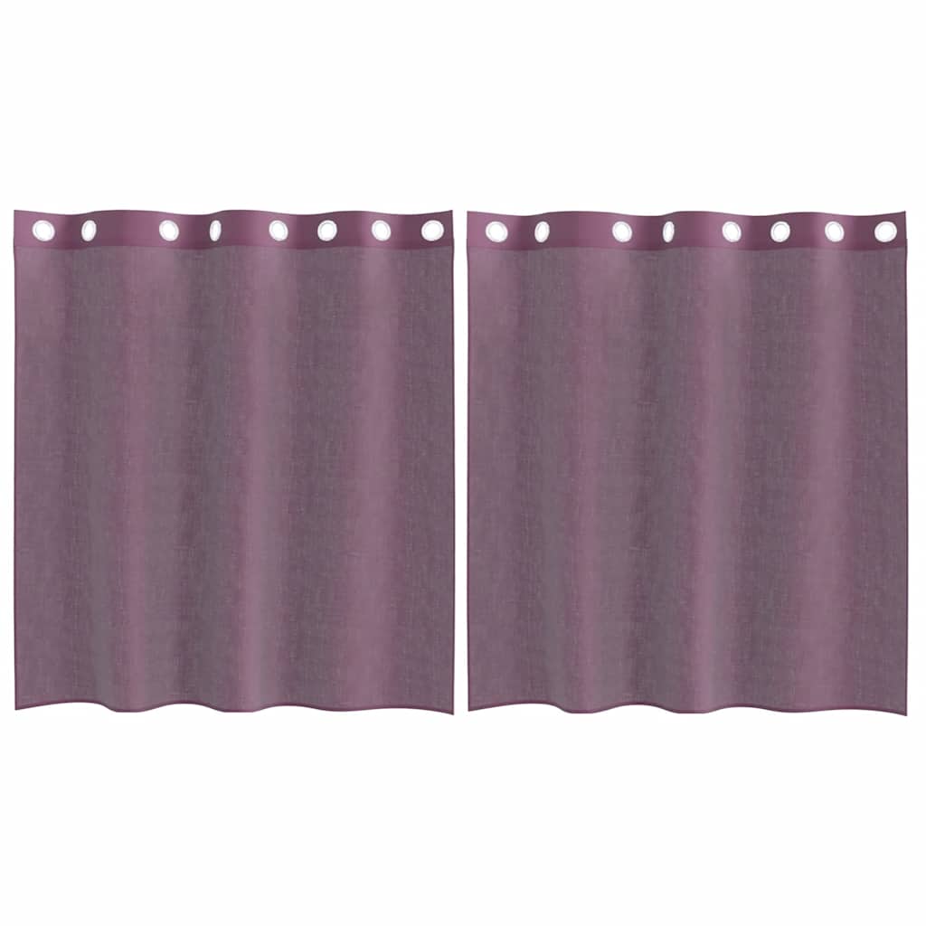 Gordijnen Voile met doorvoertules 2 st paars 140x140 cm