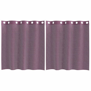Gordijnen Voile met doorvoertules 2 st paars 140x140 cm