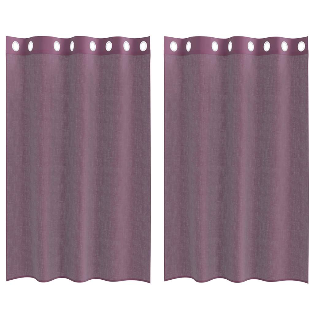 Gordijnen Voile met doorvoertules 2 st 140x175 cm paars