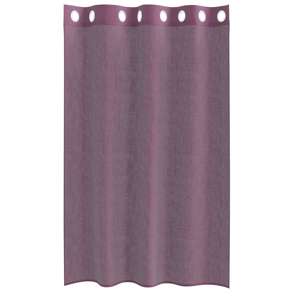 Gordijnen Voile met doorvoertules 2 st 140x175 cm paars