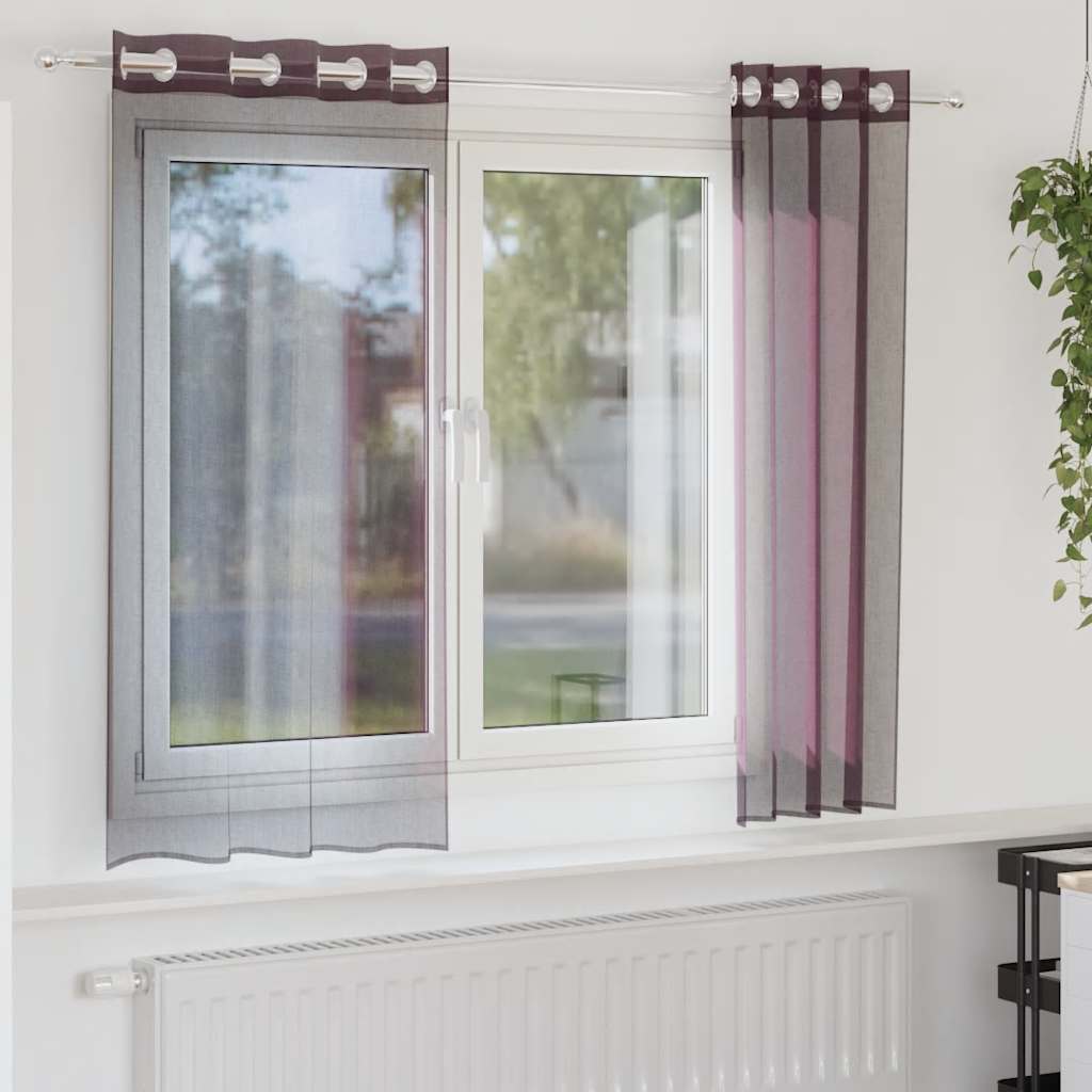 Gordijnen Voile met doorvoertules 2 st 140x175 cm paars