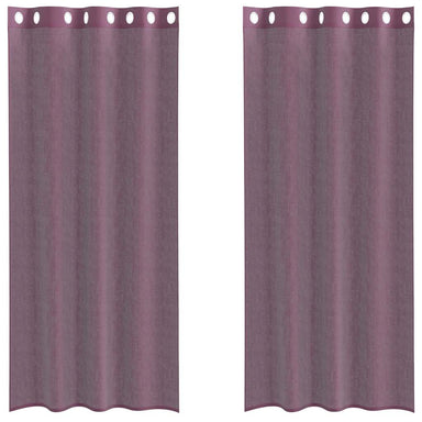 Gordijnen voile met doorvoertules 2 st 140x225 cm paars
