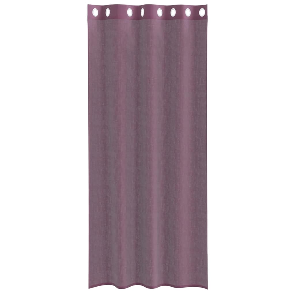 Gordijnen voile met doorvoertules 2 st 140x225 cm paars