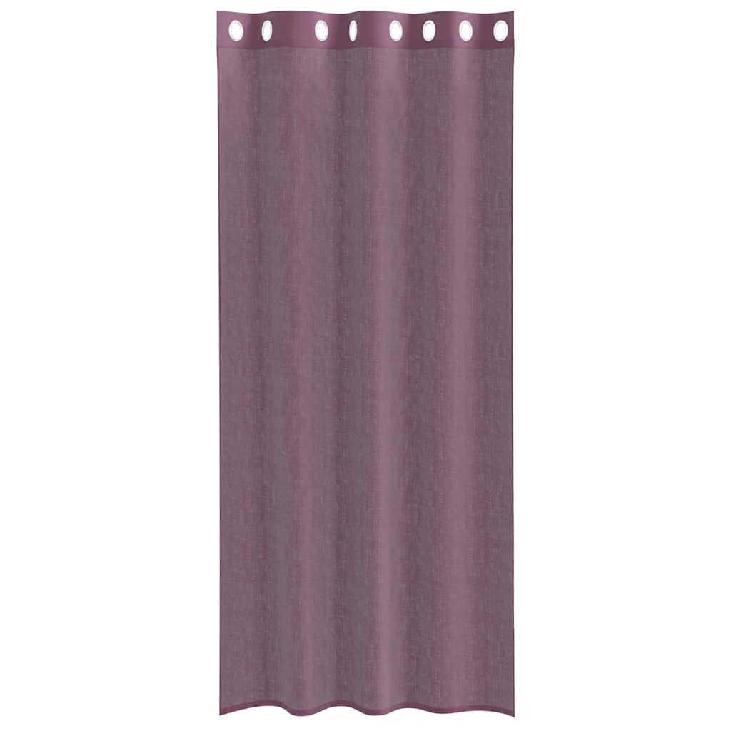 Gordijnen voile met doorvoertules 2 st 140x245 cm paars