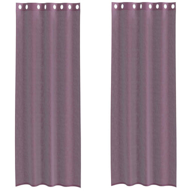 Gordijnen voile met doorvoertules 2 st paars 140x260 cm