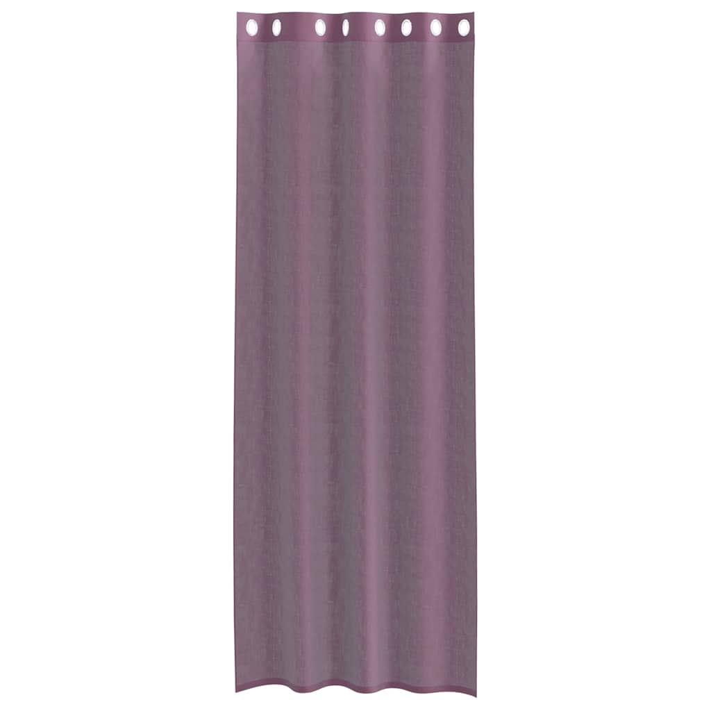 Gordijnen voile met doorvoertules 2 st paars 140x260 cm