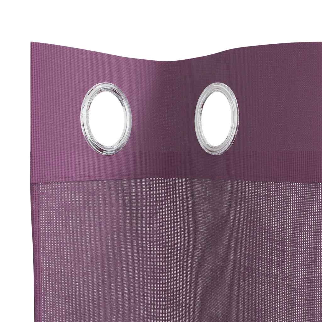 Gordijnen voile met doorvoertules 2 st paars 140x260 cm