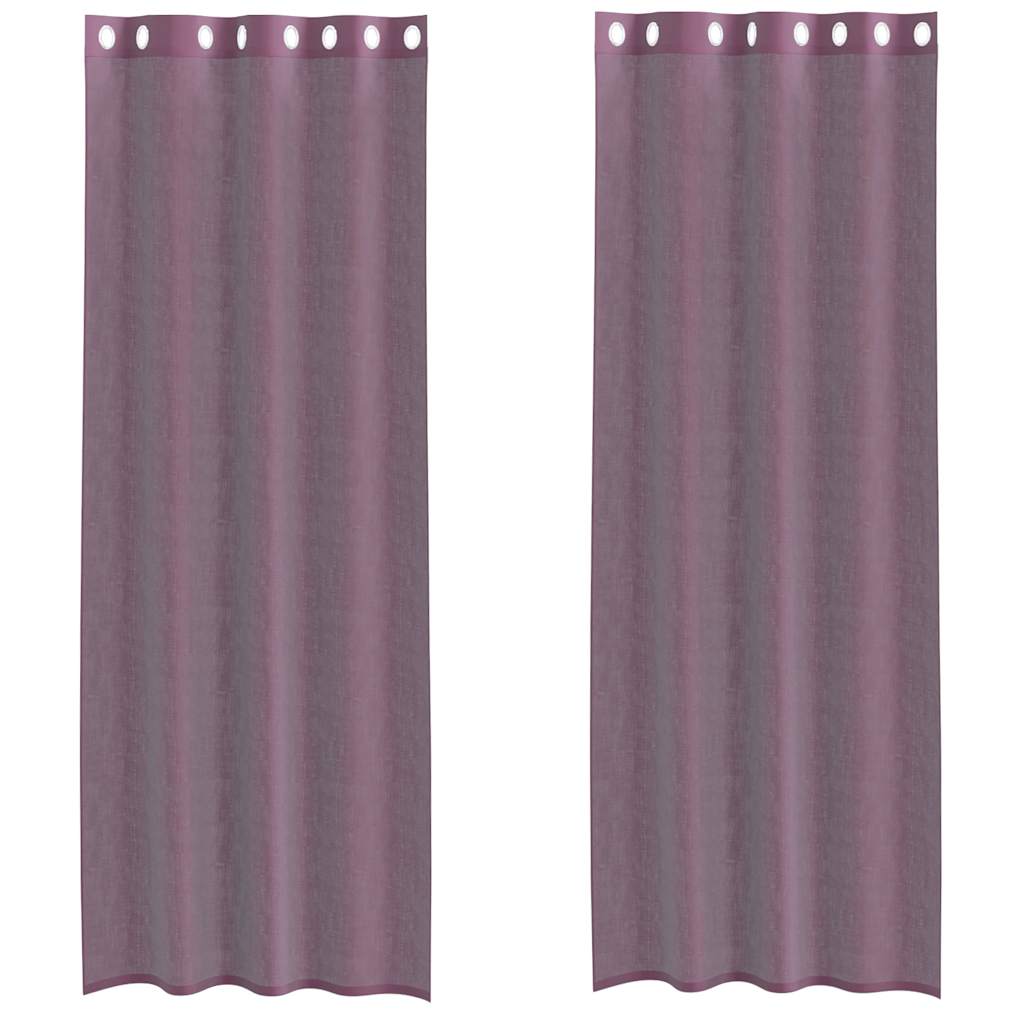 Gordijnen voile met doorvoertules 2 st 140x300 cm paars