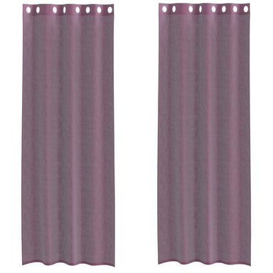 Gordijnen voile met doorvoertules 2 st 140x300 cm paars