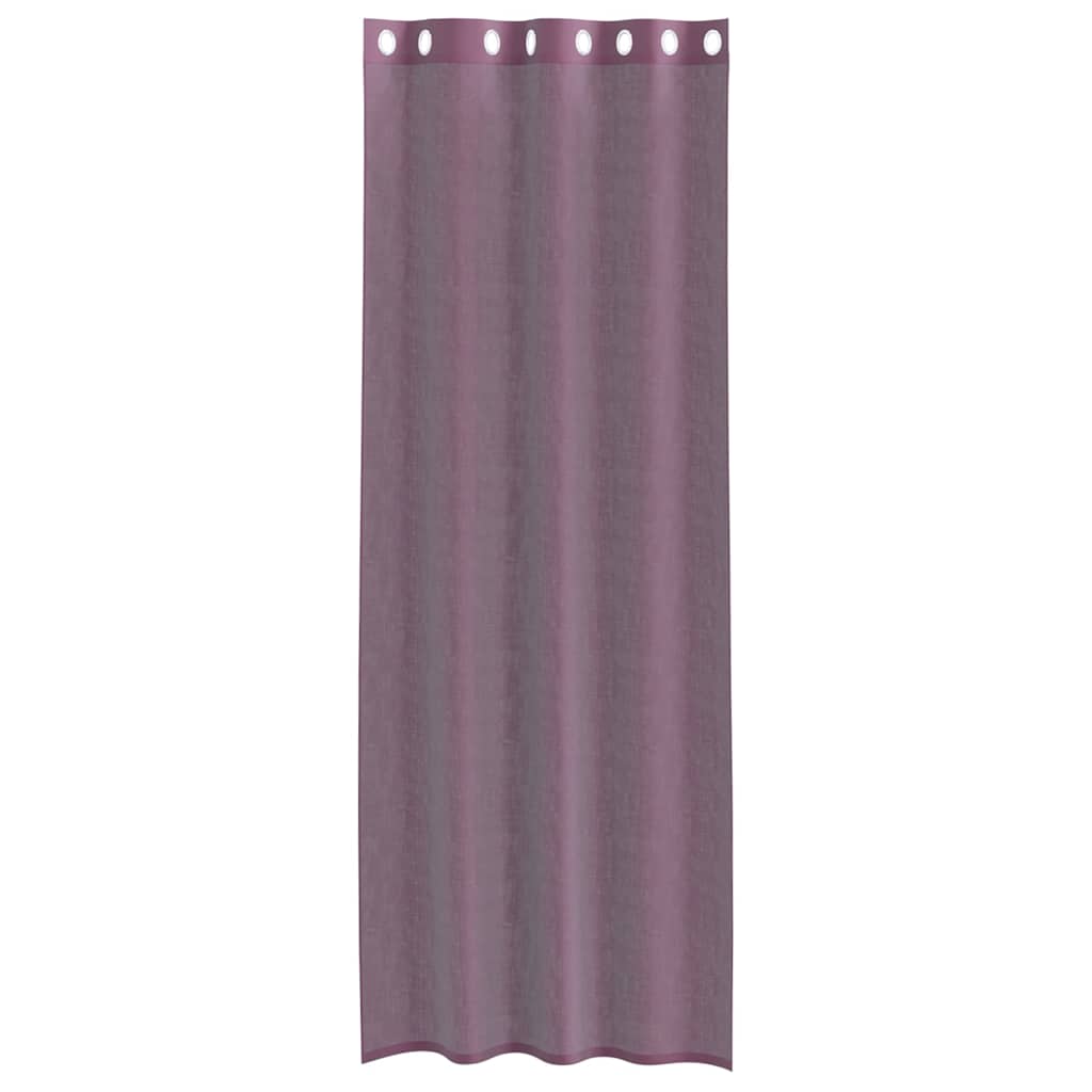 Gordijnen voile met doorvoertules 2 st 140x300 cm paars