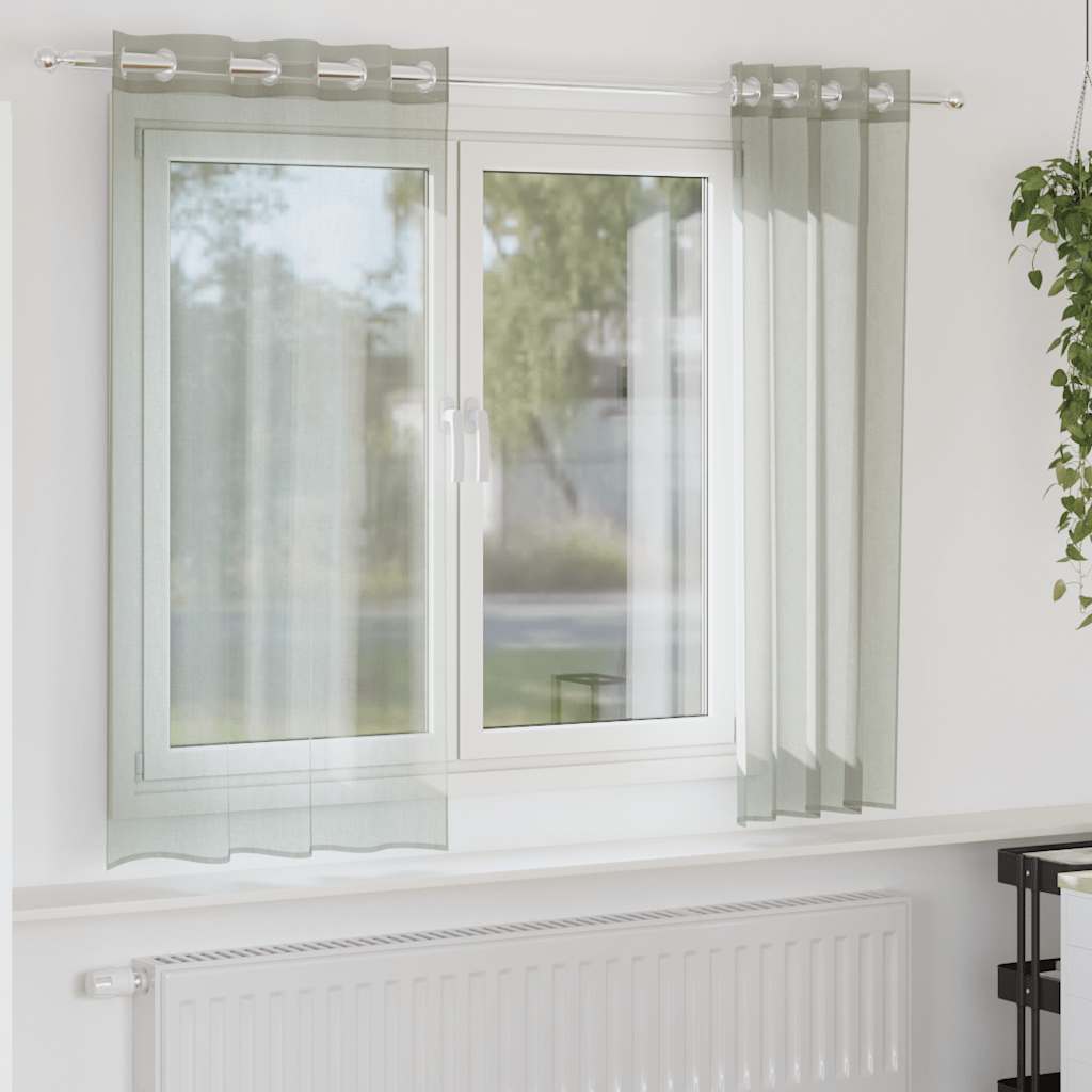 Gordijnen voile met doorvoertules 2 st 140x140 cm lichtgrijs